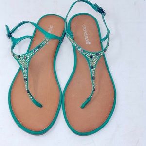 Beaded Green Strap Sandals Size 10